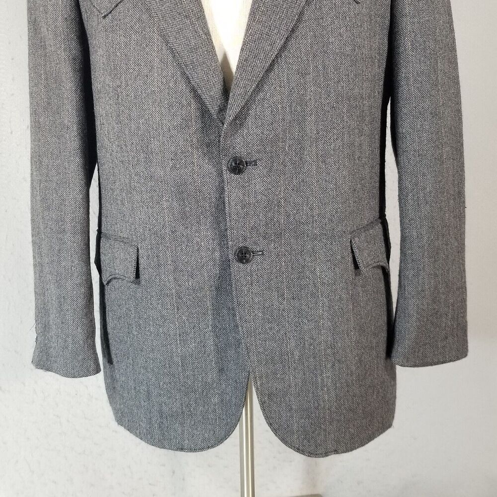 Circle S Dallas Texas Sport Coat Jacket‎ Men's 44R Gray Tweed Lambswool Weatern - Picture 3 of 15